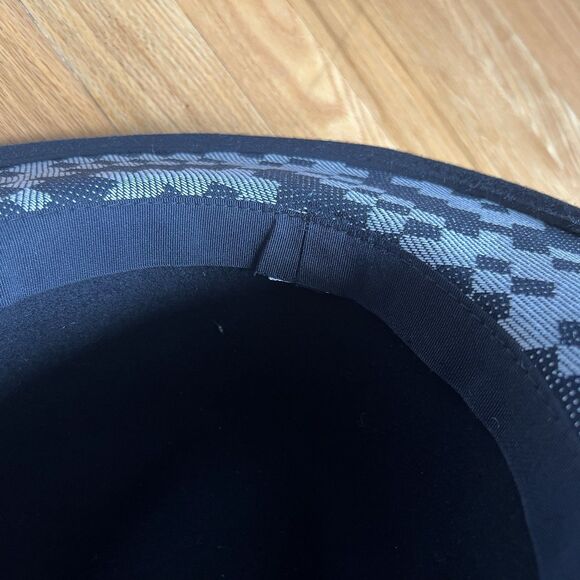 Black Fedora Geometric Pattern Lining Chic Classic - Picture 6 of 6